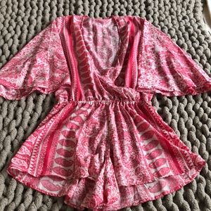Pink paisley romper - beach coverup